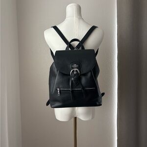 COACH Kleo Pebbled Black Leather Mini Backpack